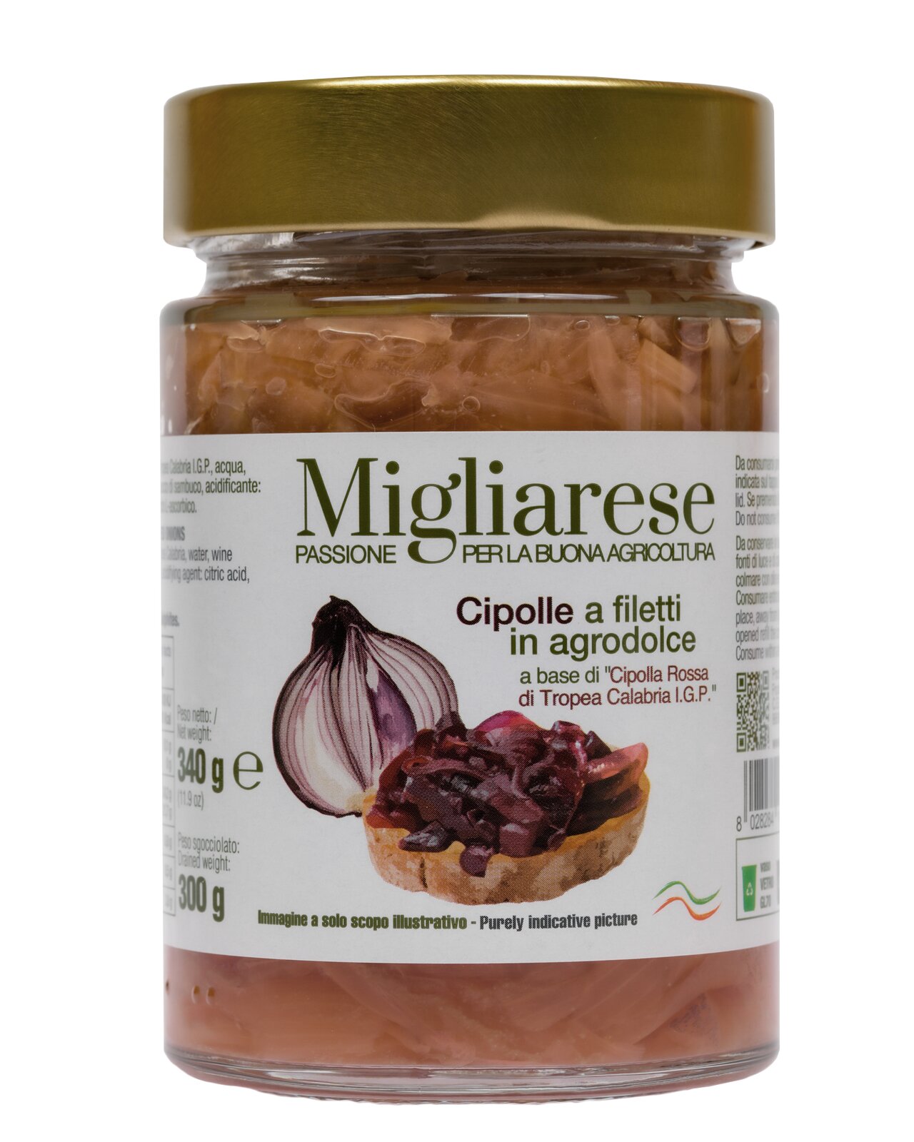 Červené cibuľky z Tropea, Calabria IGP, v sladkokyslej náleve (340 g)
